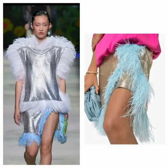 CHRISTOPHER KANE runway feather-paneled chainmail skirt nwt $3,227 it-46 / us-8 - Picture 5 of 14